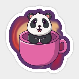 A Cup Cute Panda - Adorable Panda - Kawaii Panda Sticker